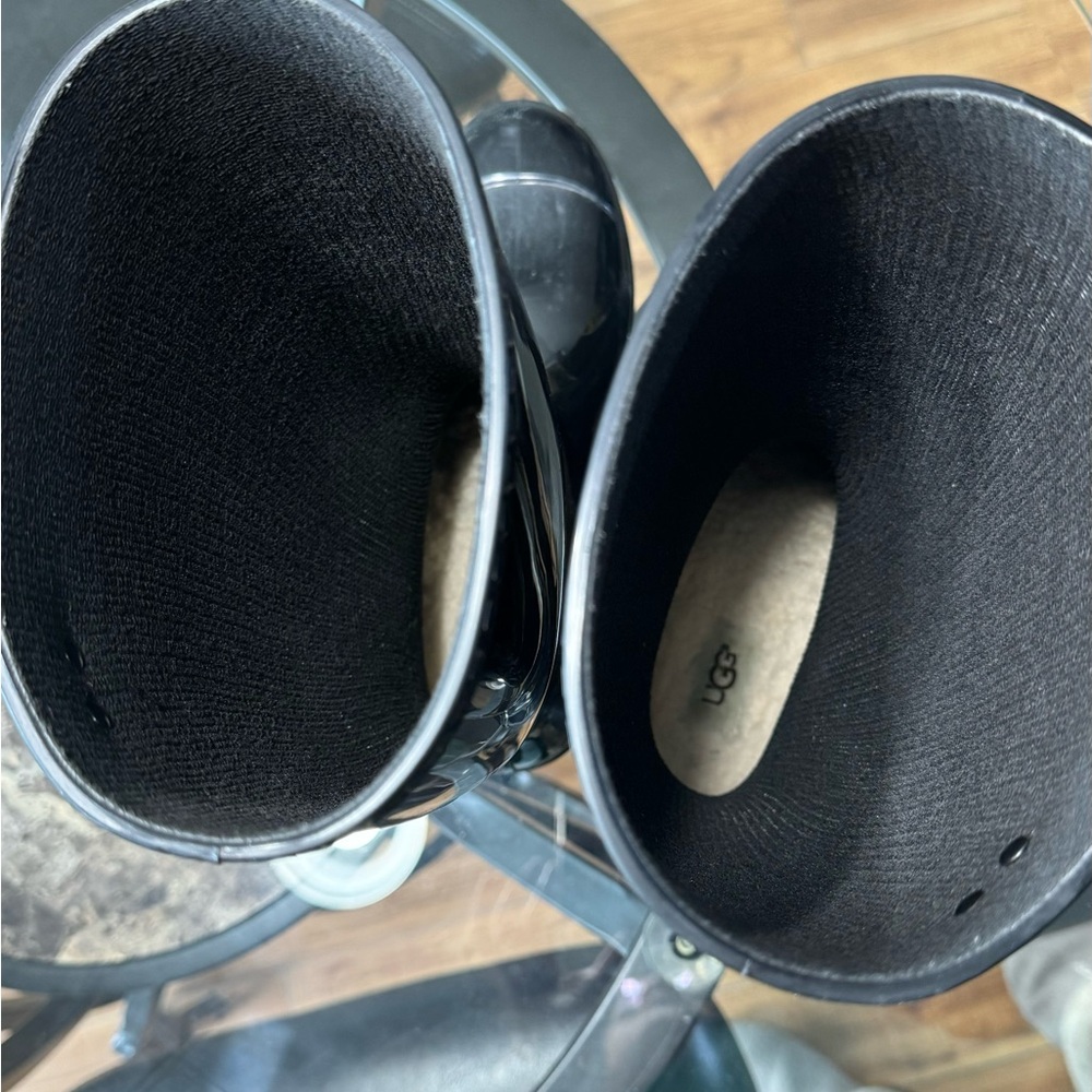 UGG rain boots.  Size 9. Tall Black shiny style